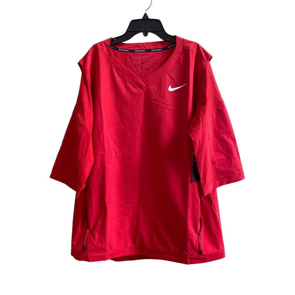 Mens Red Vneck Nike Baseball Top 3/4 sleeve sz L